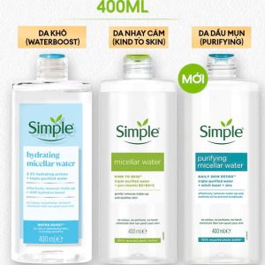 Nước tẩy trang Simple chính hãng đủ loại cho mọi làn da